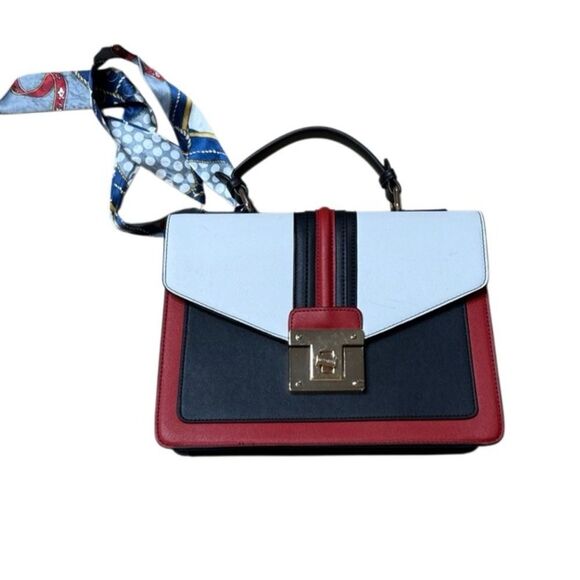 Scarleton tri color structures satchel bag with scarf accessory - Picture 4 of 9